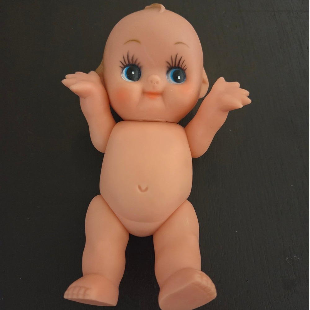 Vintage Kewpie Doll Vinyl Baby Figure Blue Eyes Moveable Limbs Made in Taiwan